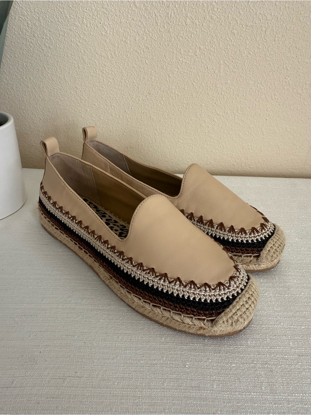 New ChicoBeige Leather Espadrille Slip-On Loafer - Women